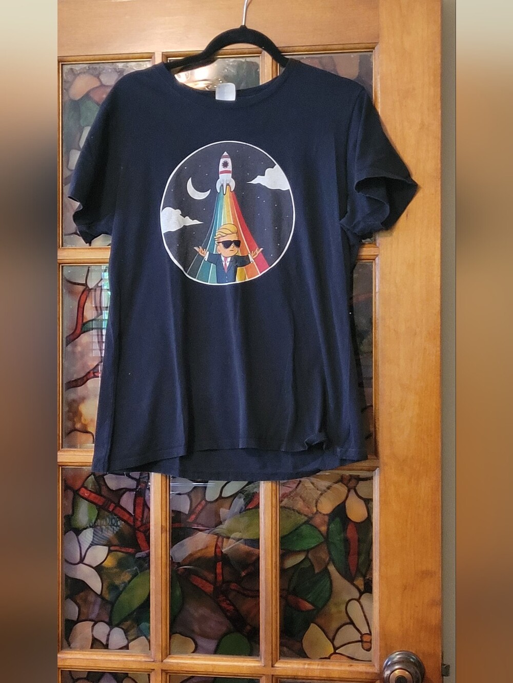 Navy Short-Sleeve Graphic Rocket Tee - Rainbow Design #19